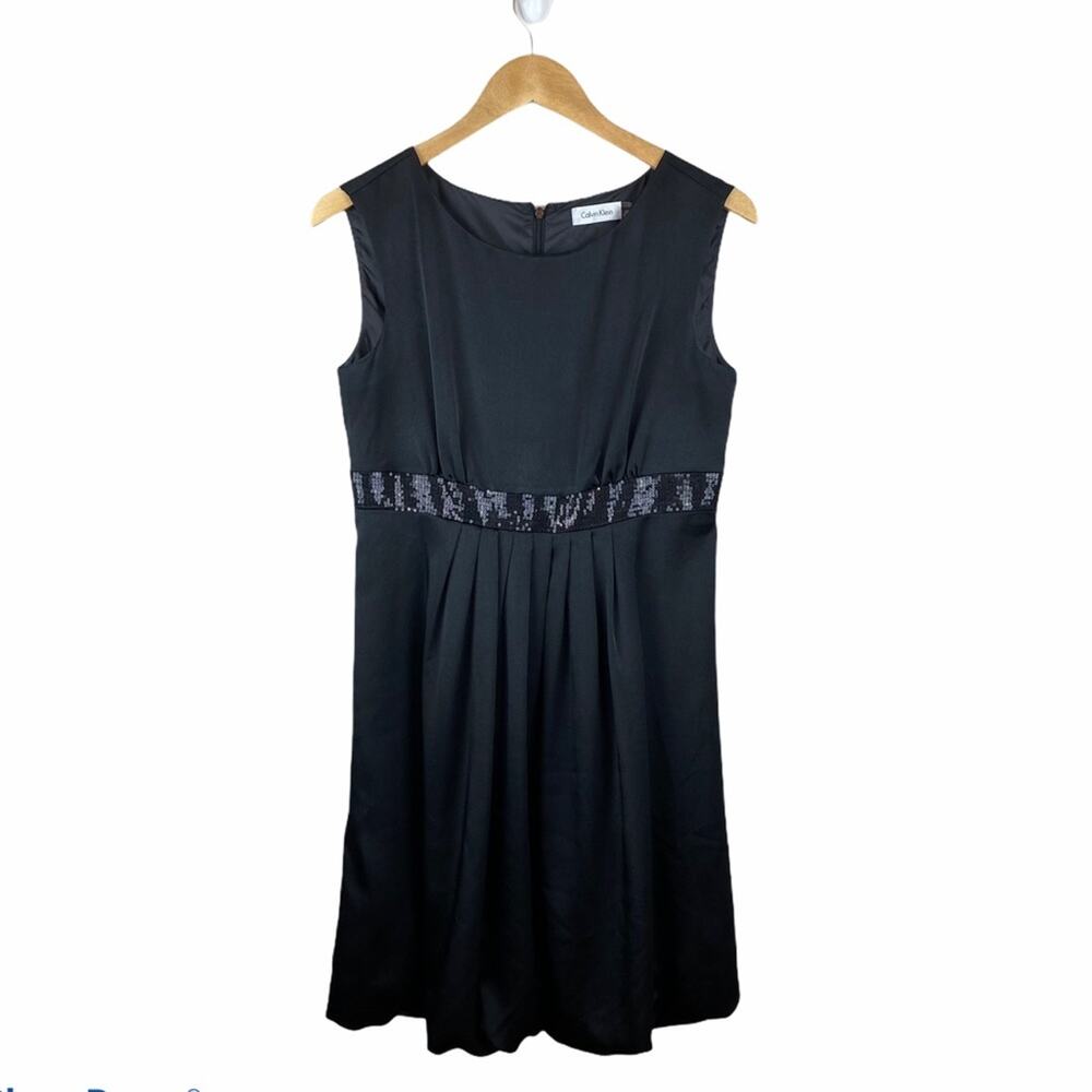 Calvin Klein Embellished Sequin Empire Waist Flowy Sleeveless Cocktail Dress 4